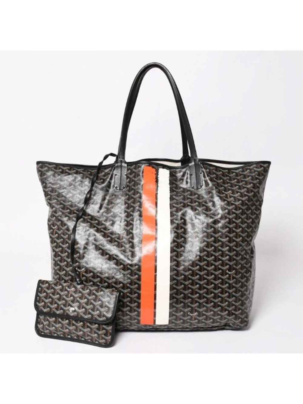 Goyard Super Rare Saint Louis XXL Tote Bag Leather Black Markage Herringbone
